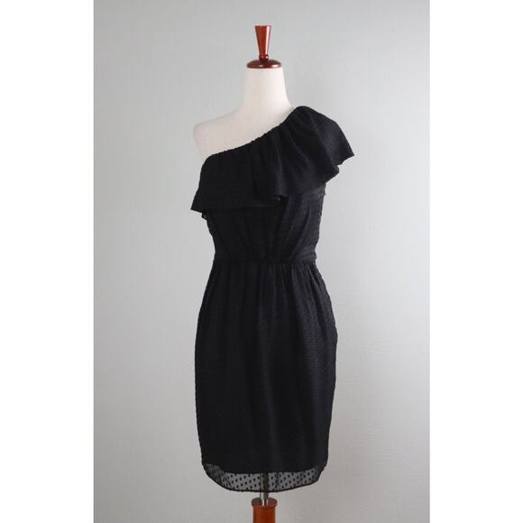 ANTHROPOLOGIE NWT $418 Shoshanna One Shoulder Clip Dot Ruffle Dress Size 4 - Picture 1 of 6
